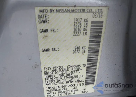 2016 Nissan Altima 2.5 S from USA, damaged, VIN 1N4AL3AP5GC201335